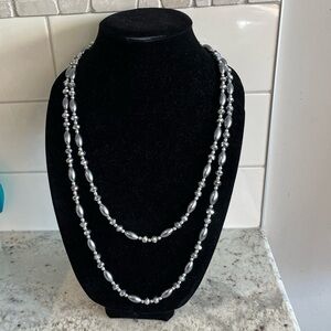 9.  Elegant Silver Faceted Beaded Necklace